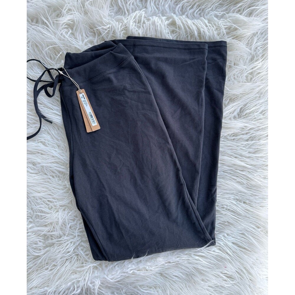 Skims Cotton Jersey Straight Leg Pant Onyx Size Medium